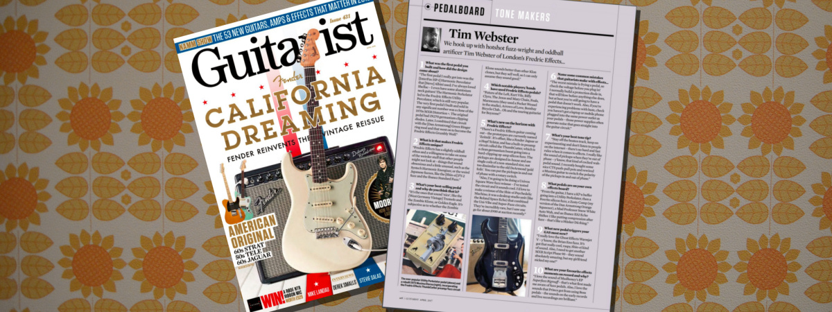 <span class='slidehead'>Guitarist Magazine</span><br>Fredric Effects featured in Guitarist Magazine.