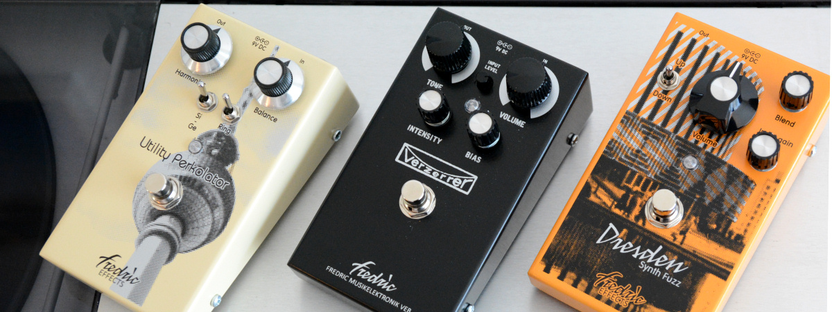 <span class='slidehead'><a href='utility-perkolator/DE'>New wedges! Top mounted jacks! </a></span>
                  <br>Check out the Utility Perkolator, Verzerrer and new Dresden Synth Fuzz.